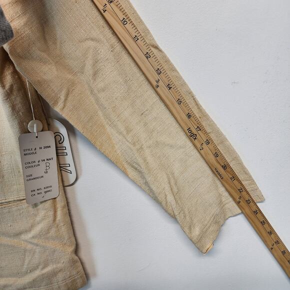 Vtg Rafaella Slub Woven Blazer Jacket Size 12 Cream 100% Silk Neutral Coastal - Picture 10 of 11